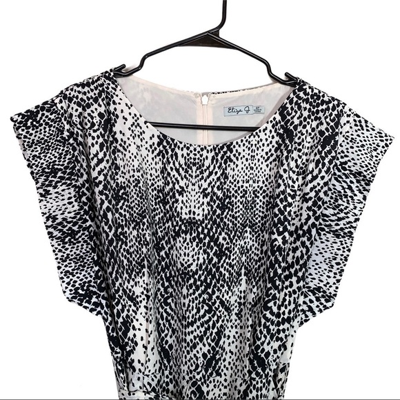 Eliza J Short Sleeve Chic Belted Sash Snakeskin Snake Print Mini Dress 6 petite - Picture 6 of 15